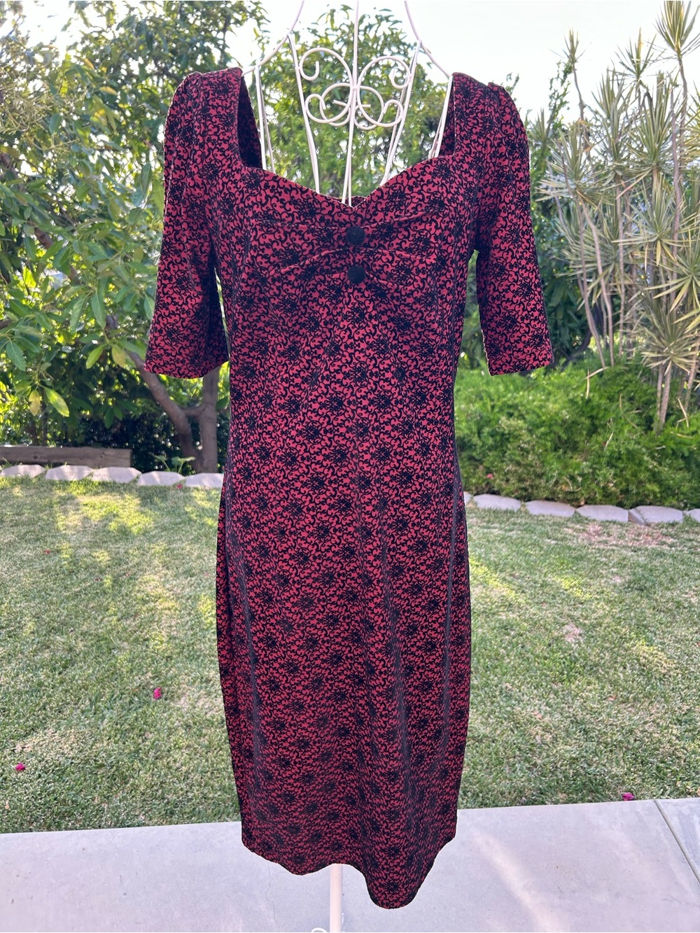 Collectif Black and Red Sweetheart Midi Dress